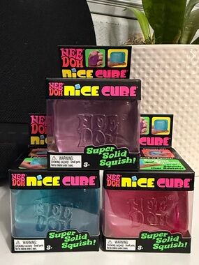 NeeDoh Nice Cube Squishy Bundle — Pink, Purple, Blue (AUTHENTIC)